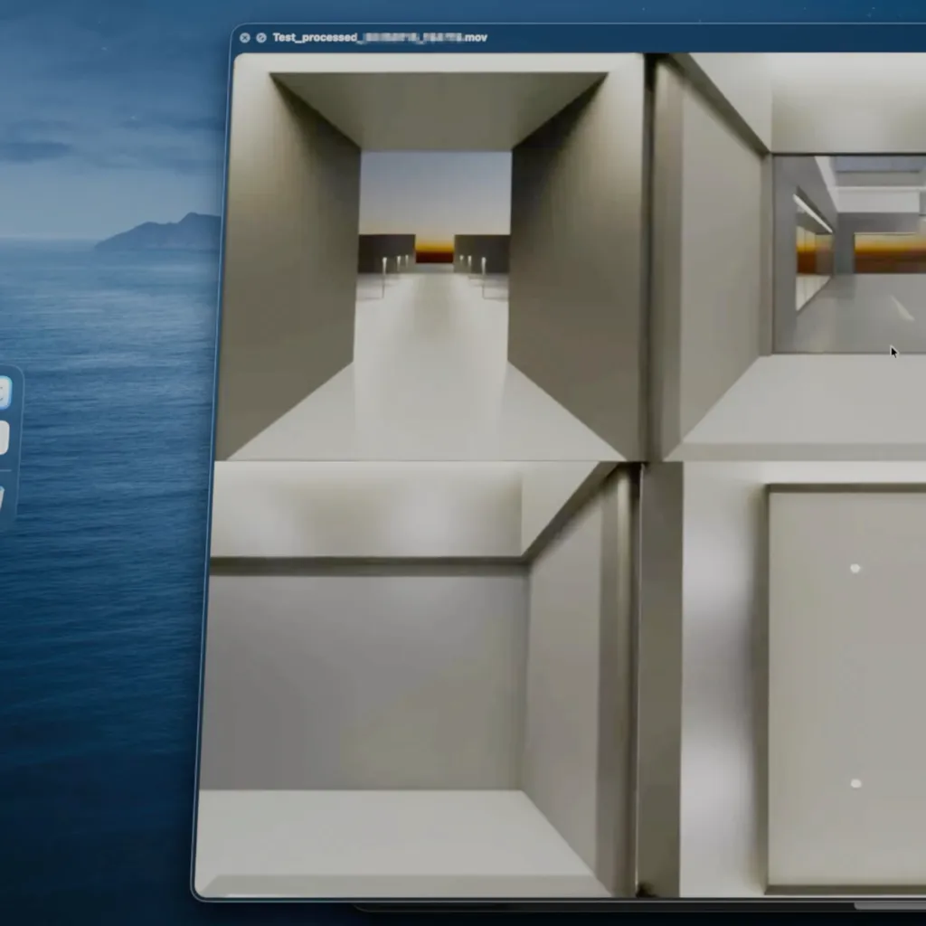 アプリによって変換された後の画像。標準的な平面動画が6つ並んでいる。